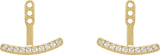 14K Gold Round Lab-Grown Diamond Curved Bar Earring Jackets - Yellow Gold - view 2