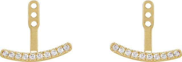 14K Gold Round Lab-Grown Diamond Curved Bar Earring Jackets - Yellow Gold - view 2