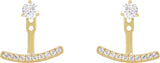 14K Gold Round Lab-Grown Diamond Curved Bar Earring Jackets - Yellow Gold - view 4