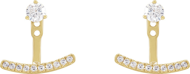 14K Gold Round Lab-Grown Diamond Curved Bar Earring Jackets - Yellow Gold - view 4