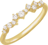 14K Gold Round Lab-Grown Diamond Scattered Stackable Ring - Yellow Gold
