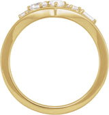 14K Gold Pear Lab-Grown Diamond V Ring - Yellow Gold - view 2