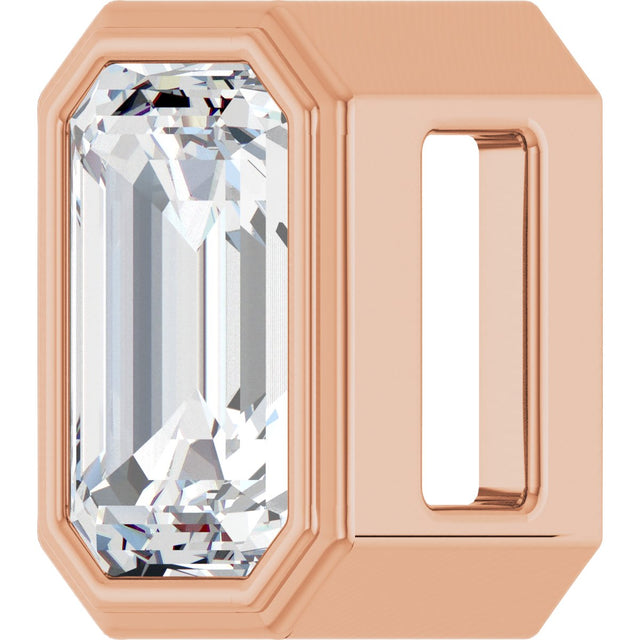 14K Gold Emerald Natural Diamond Solitaire Slide Pendant - Rose Gold - view 5