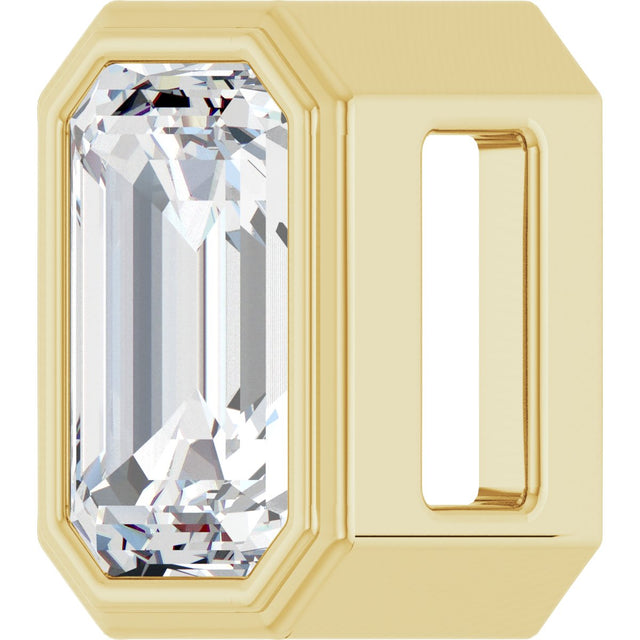 14K Gold Emerald Natural Diamond Solitaire Slide Pendant - Yellow Gold - view 5