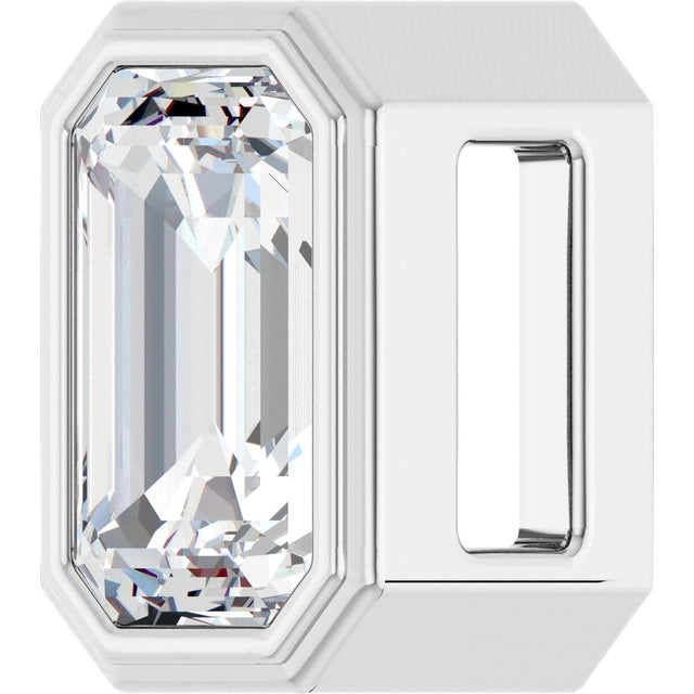 Platinum Emerald Natural Diamond Solitaire Slide Pendant - view 5