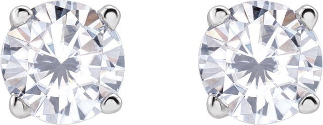 Platinum Lab-Grown Moissanite Round 4-Prong Lightweight Stud Earrings - view 14