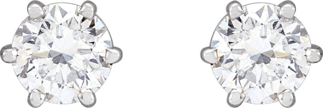 14K Gold Lab-Grown Diamond Round 6-Prong Stud Earrings - White Gold - view 4