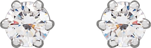 14K Gold Lab-Grown Diamond Round 6-Prong Stud Earrings - White Gold - view 4