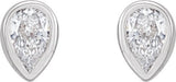 Platinum Natural Diamond Pear Bezel-Set Stud Earrings – 3x2mm - view 4
