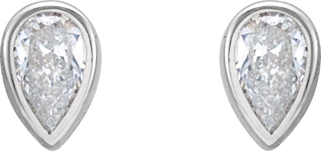 14K Gold Natural Diamond Pear Bezel-Set Stud Earrings – 3x2mm - White Gold - view 4
