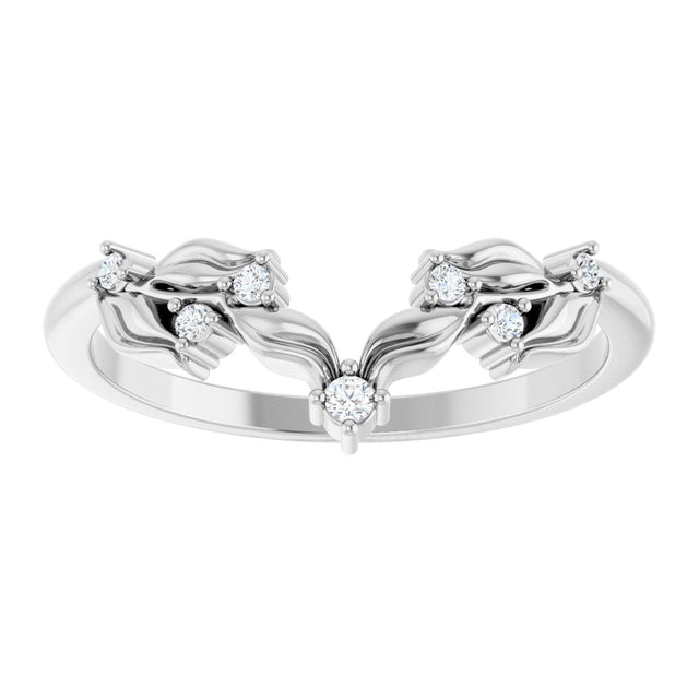 Platinum Round Natural Diamond Floral Contour Band - view 3