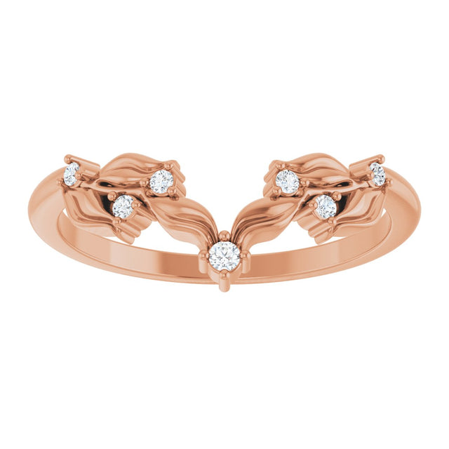 14K Gold Round Natural Diamond Floral Contour Band - Rose Gold - view 3