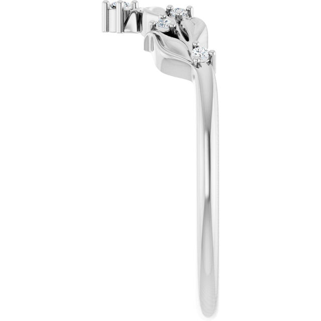 Platinum Round Natural Diamond Floral Contour Band - view 4
