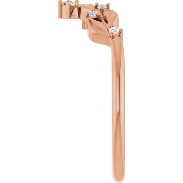 14K Gold Round Natural Diamond Floral Contour Band - Rose Gold - view 4