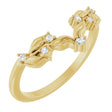 14K Gold Round Natural Diamond Floral Contour Band - Yellow Gold