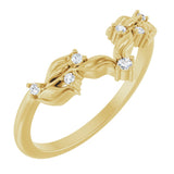 14K Gold Round Natural Diamond Floral Contour Band - Yellow Gold