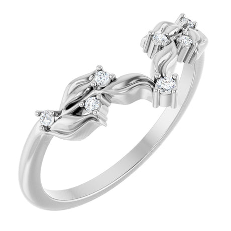Platinum Round Lab-Grown Diamond Floral Contour Band