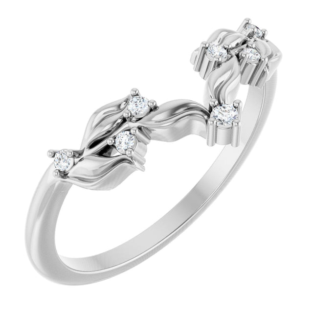 Platinum Round Lab-Grown Diamond Floral Contour Band