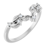 Platinum Round Natural Diamond Floral Contour Band