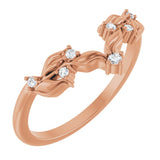 14K Gold Round Natural Diamond Floral Contour Band - Rose Gold