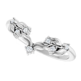 Platinum Round Natural Diamond Floral Contour Band - view 5