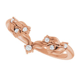 14K Gold Round Natural Diamond Floral Contour Band - Rose Gold - view 5