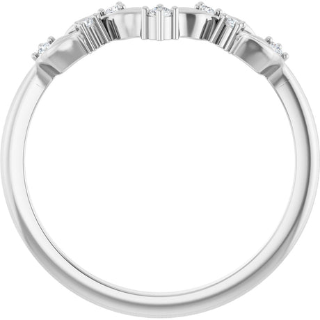 Platinum Round Natural Diamond Floral Contour Band - view 2