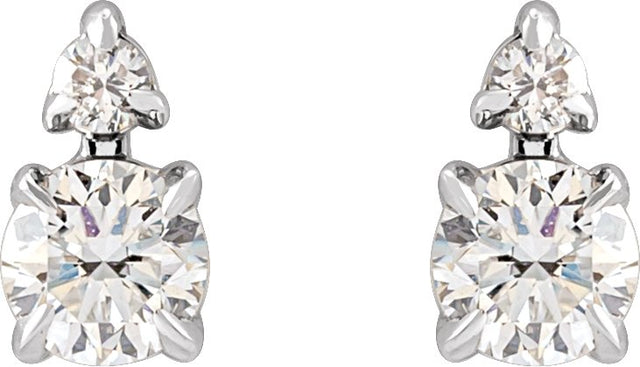 14K Gold Round Lab-Grown Diamond Earrings – 3.5-4.5mm Stones - White Gold - view 2
