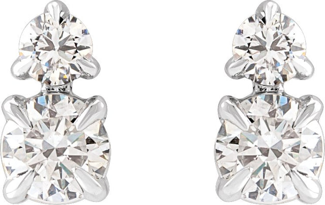 14K Gold Round Lab-Grown Diamond Earrings – 3.5-4.5mm Stones - White Gold - view 2