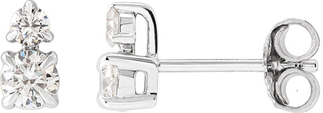 14K Gold Round Lab-Grown Diamond Earrings – 3.5-4.5mm Stones - White Gold