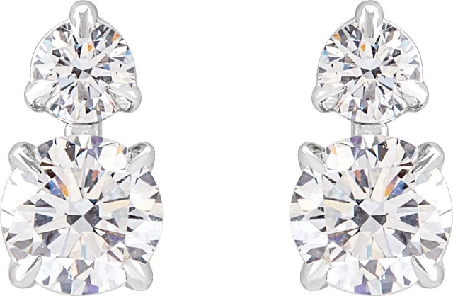 14K Gold Round Lab-Grown Diamond Earrings – 3.5-4.5mm Stones - White Gold - view 2