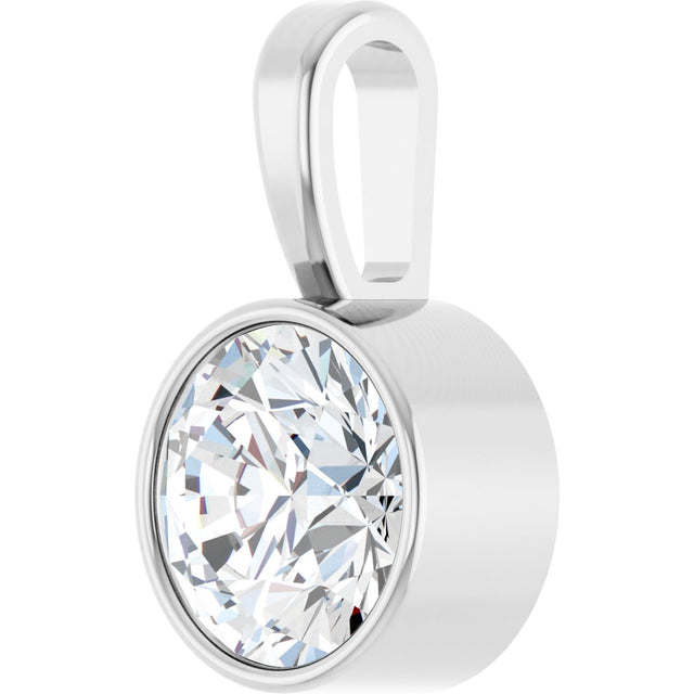 14K Gold Round Natural Diamond Bezel-Set Solitaire Necklace or Pendant – up to 0.06 CTW - White Gold - view 5
