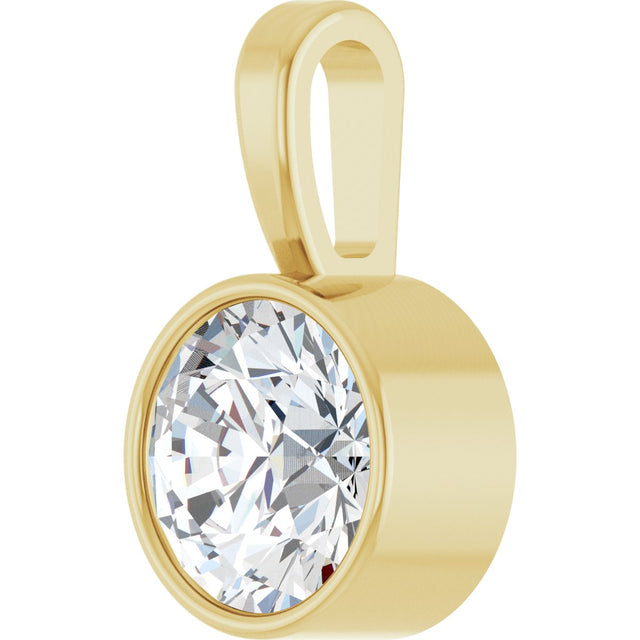 14K Gold Round Lab-Grown Diamond Bezel-Set Solitaire Necklace or Pendant - Yellow Gold - view 5