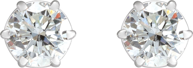14K Gold Natural Diamond Round 6-Prong Stud Earrings - White Gold - view 4