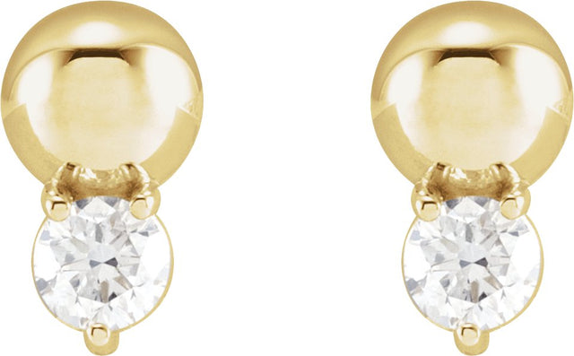 14K Gold Round Natural Diamond Accented Bead Earrings - Yellow Gold - view 4
