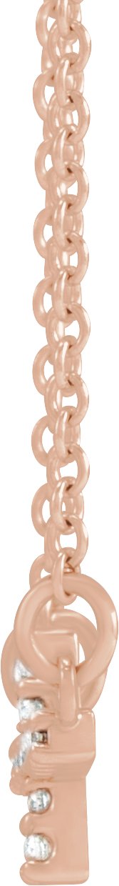 14K Gold Round Natural Diamond Sideways Cross Necklace - Rose Gold - view 4
