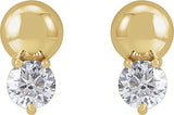 14K Gold Round Lab-Grown Diamond Accented Bead Earrings - Yellow Gold - view 4