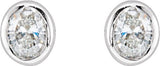 Platinum Natural Diamond Oval Bezel-Set Stud Earrings - view 4