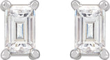 Platinum Natural Diamond Straight Baguette 4-Prong Stud Earrings - view 4