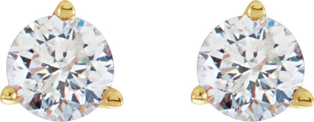 14K Gold Natural Diamond Round 3-Prong Cocktail-Style Stud Earrings – 3-6.3mm Stones - Yellow Gold - view 4