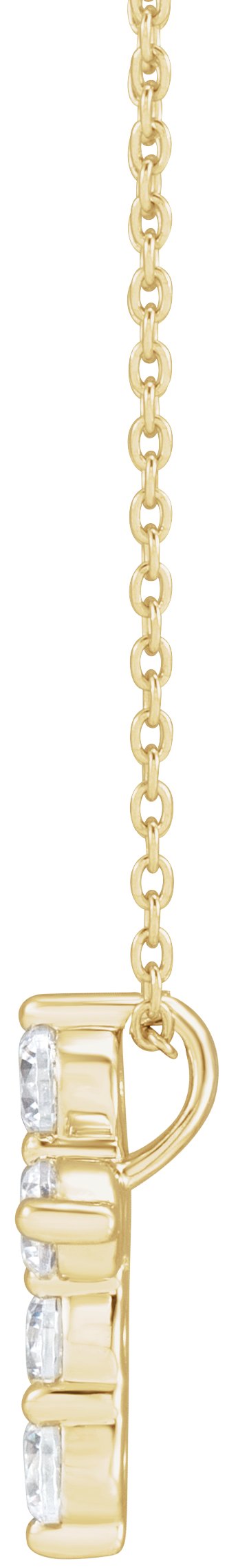 14K Gold Round Lab-Grown Diamond Cross Necklace - Yellow Gold - view 2