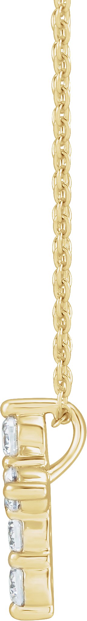 14K Gold Round Lab-Grown Diamond Cross Necklace - Yellow Gold - view 2