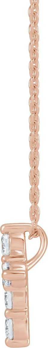 14K Gold Round Lab-Grown Diamond Cross Necklace - Rose Gold - view 2