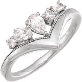 14K Gold Pear Lab-Grown Diamond V Ring - White Gold