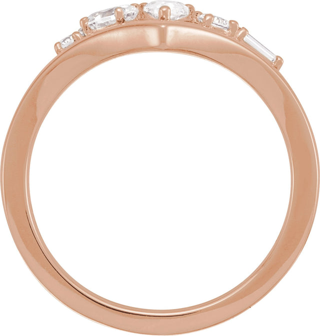14K Gold Pear Lab-Grown Diamond V Ring - Rose Gold - view 2