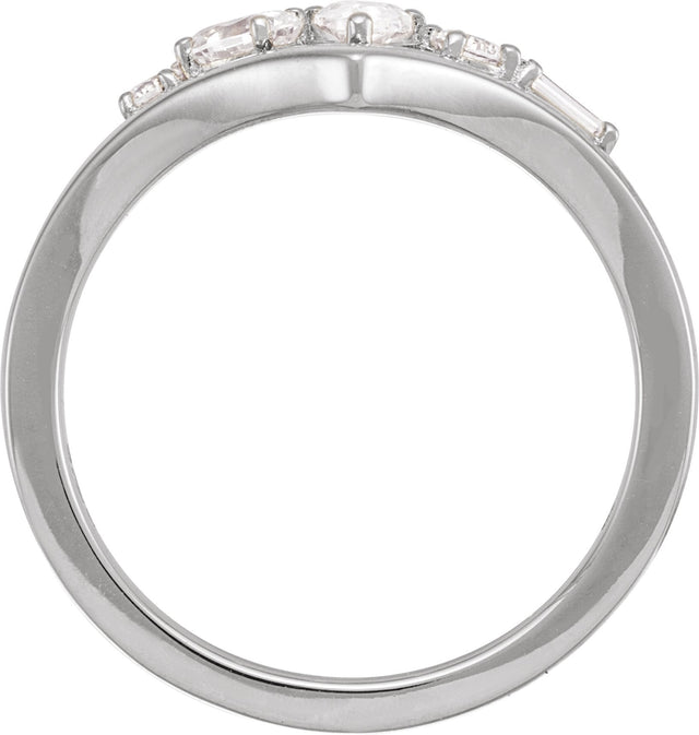 14K Gold Pear Lab-Grown Diamond V Ring - White Gold - view 2