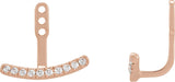 14K Gold Round Lab-Grown Diamond Curved Bar Earring Jackets - Rose Gold