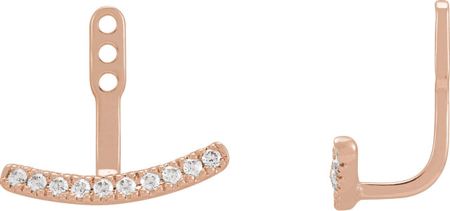 14K Gold Round Lab-Grown Diamond Curved Bar Earring Jackets - Rose Gold