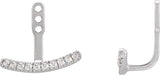 14K Gold Round Lab-Grown Diamond Curved Bar Earring Jackets - White Gold