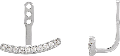 14K Gold Round Lab-Grown Diamond Curved Bar Earring Jackets - White Gold